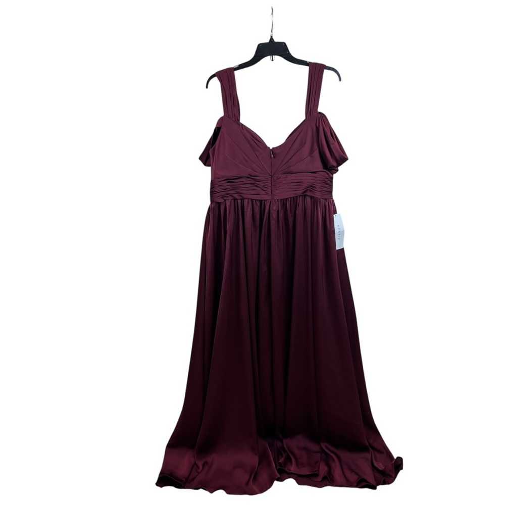 New with Tags AZAZIE LIANNE Burgundy‎ Off the Shoulder Stretch Satin Dress A18 - Picture 11 of 15